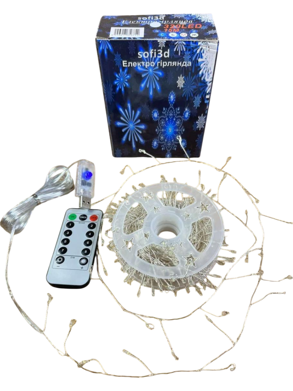 Гирлянда мишура Фейерверк USB/пульт 320 ламп 15 м (22901263)