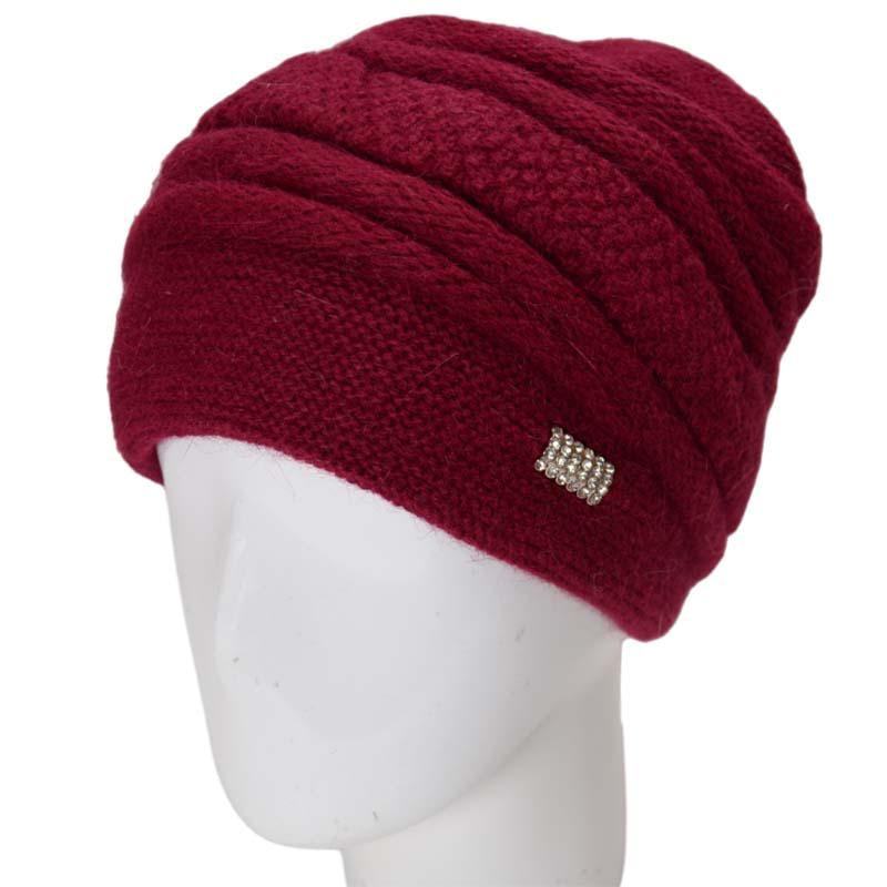 Шапка жіноча ангорова Novita Медіна зимова подвійна One size Бордовий (131679)