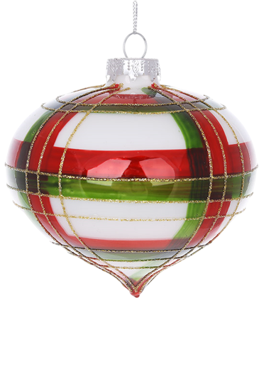 Іграшка на ялинку скляна BonaDi Цибуля 10 см Червоний із зеленим (115-188)