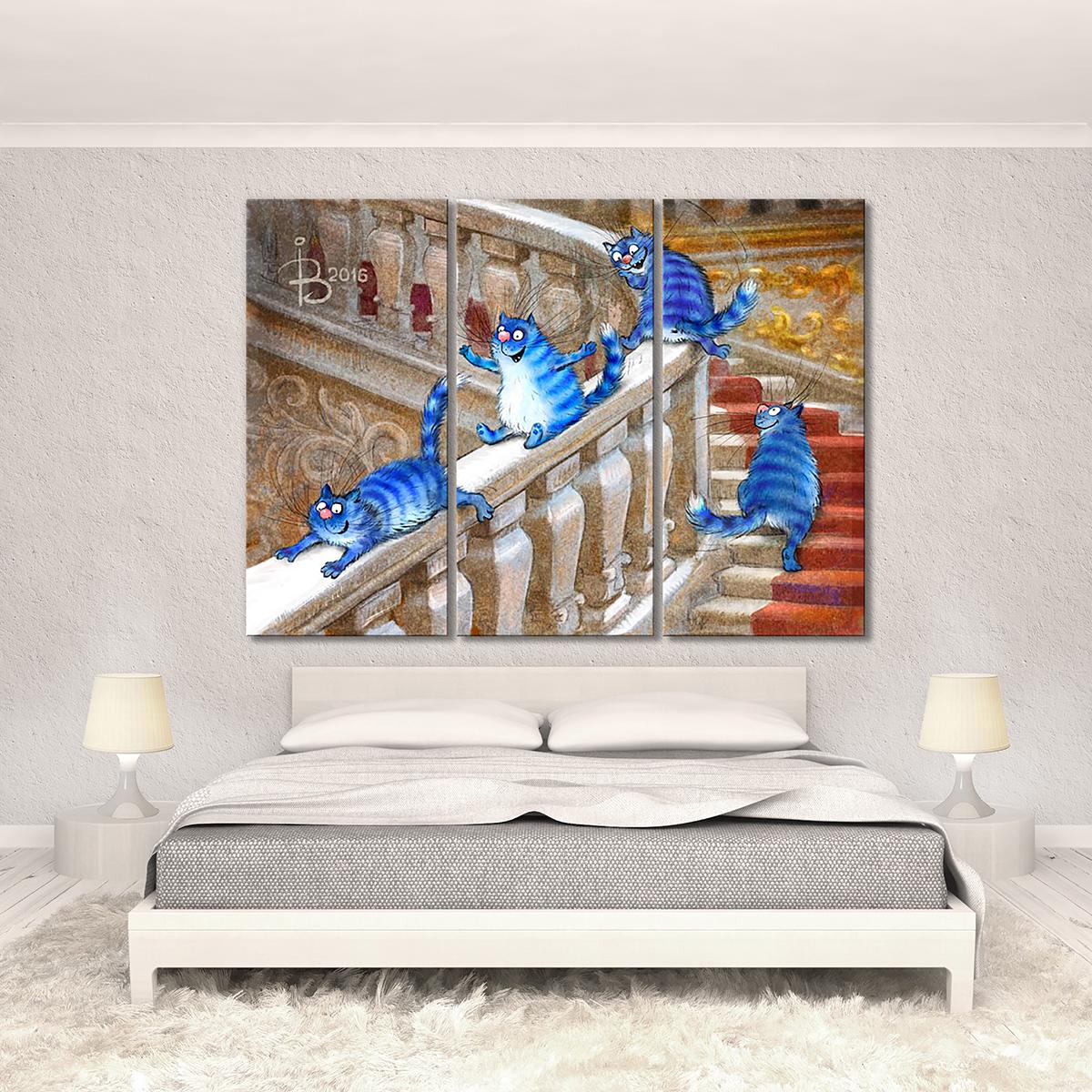 Модульная картина Эрмитажные коты в театре 3 модуля общий размер 70x105 см (_rinaz_20162225048)
