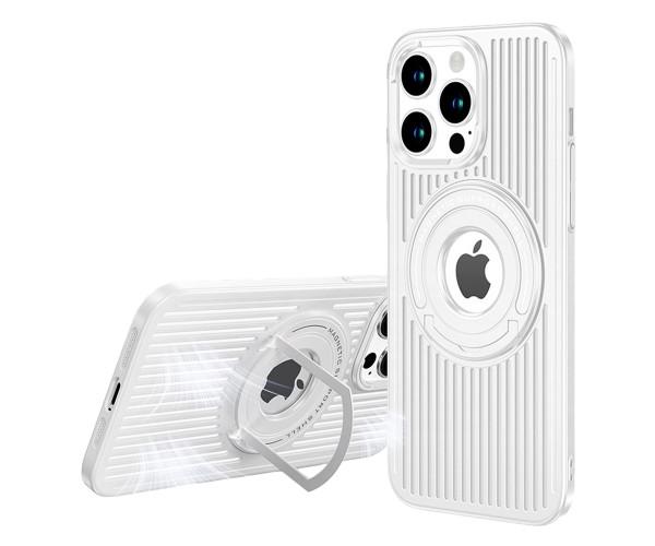 Чохол Omeve Magnetic Heat Dissipation для Apple iPhone 15 Pro Max з розсіюванням тепла та висувною підставкою Білий