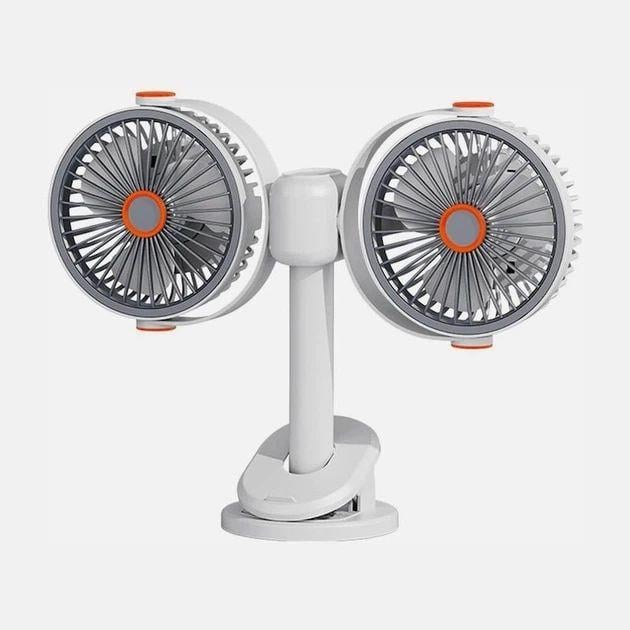Вентилятор двойной настольный USB Double Ended с аккумулятором LED подсветкой и прищепкой (10586)
