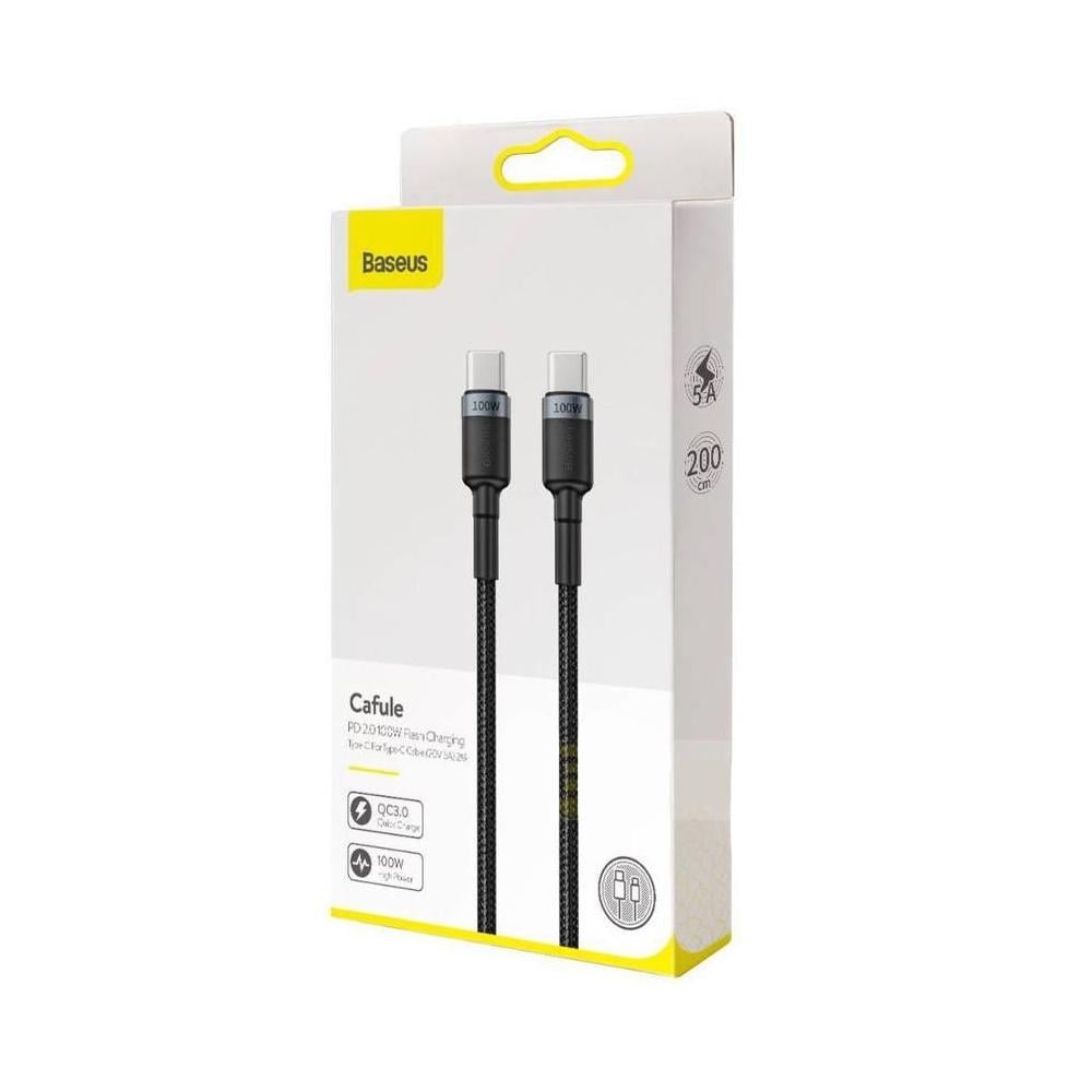 Кабель Baseus Cafule PD2.0 100W flash charging Type-C For Type-C cable 2 м Gray/Black - фото 2