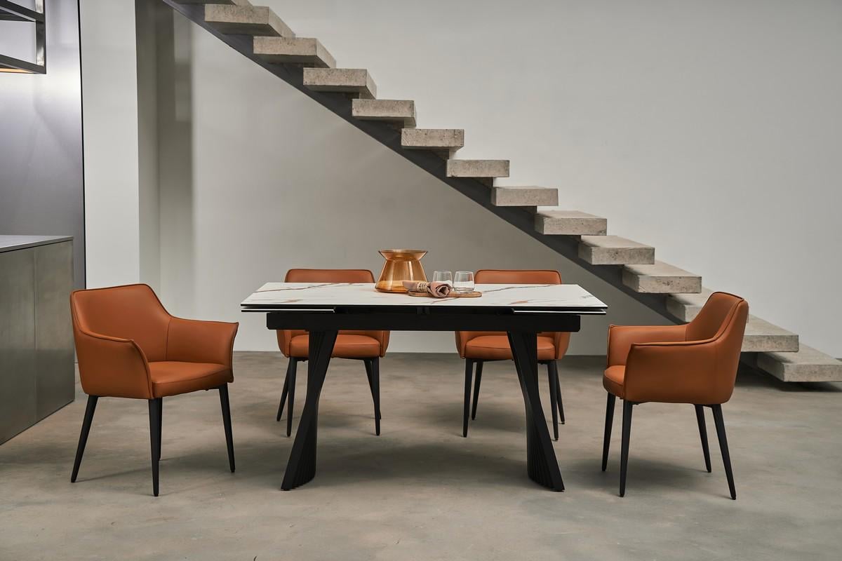 Стол обеденный раздвижной Vetro Mebel Олимпия 1400-2100x900x760 мм Калаката голд/Черный (TМL-985) - фото 13 Стол обеденный раздвижной Vetro Mebel Олимпия 1400-2100x900x760 мм Калаката голд/Черный (TМL-985) - фото 13