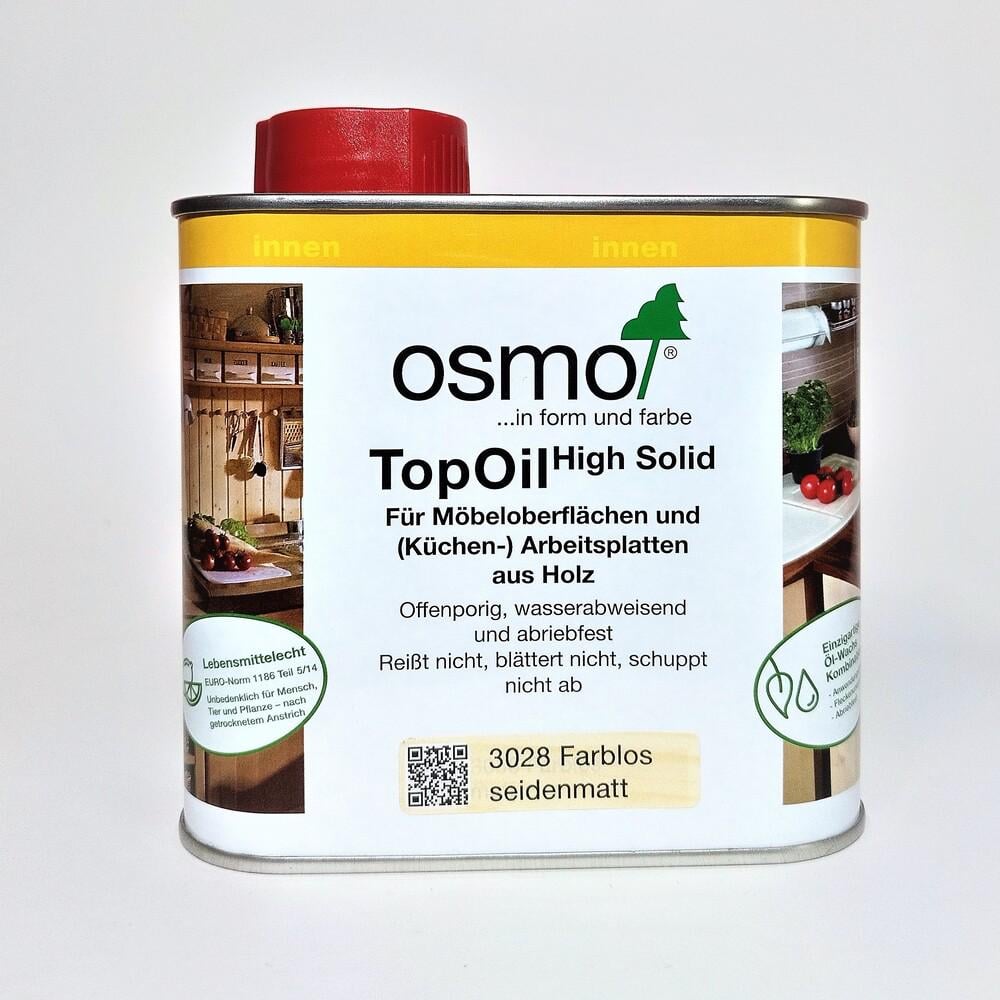 Масло с твердым воском Osmo TopOil для деревянных столешниц и мебели Бесцветный шелковисто-матовый 0,5 л (3028)