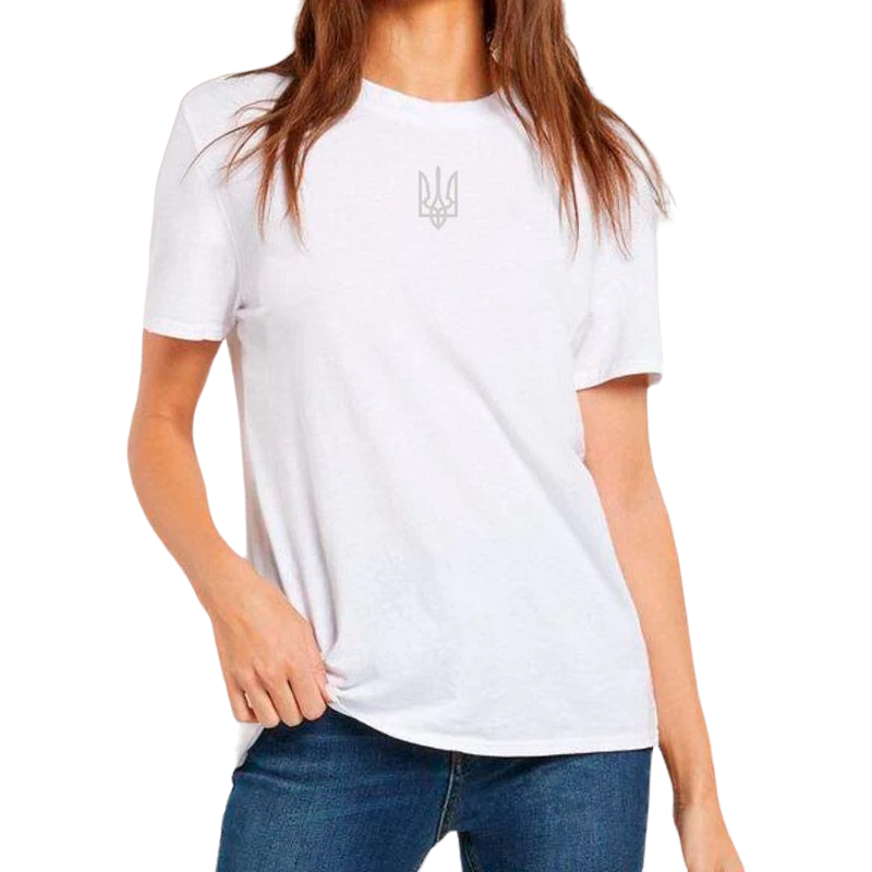 Футболка жіноча з вишивкою тризуба M Білий (459582-15-4)