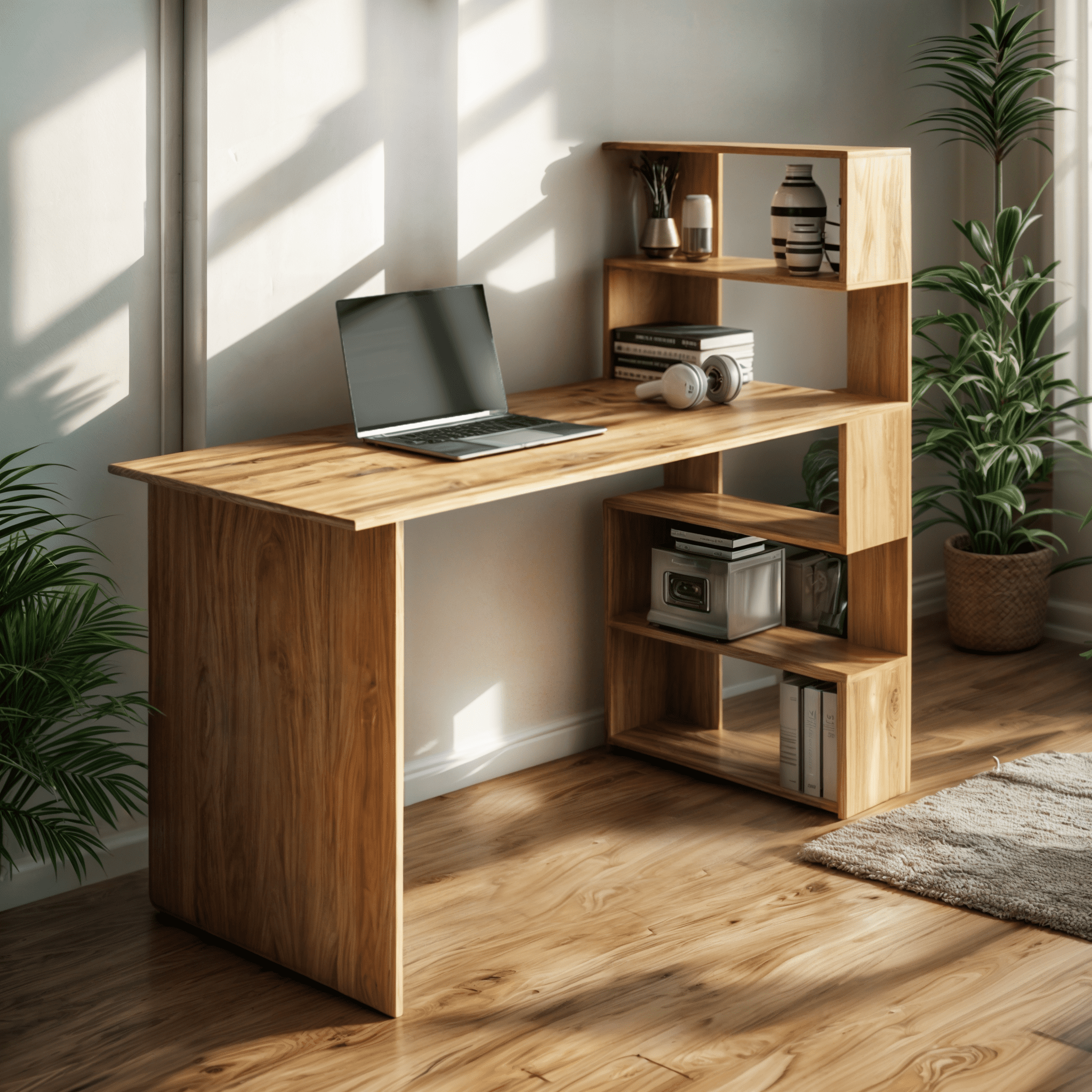 Стол компьютерный Tobi Sho ST-0015 с боковым стеллажом 1416х750х600 мм Дуб сонома