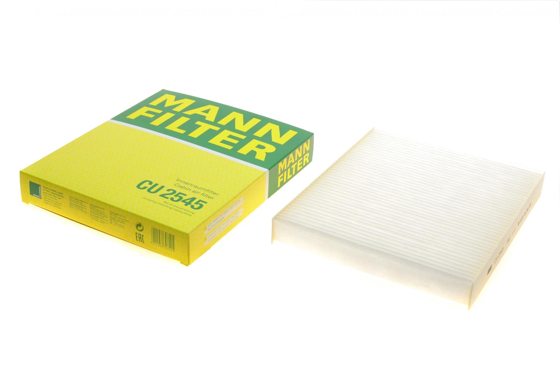 Фильтр салона Mann-Filter для Audi A2 00-05/Seat Ibiza/Skoda Fabia 99-10/Rapid 11-/VW Polo/Fox 02-12/MB G-class 00- (CU 2545)