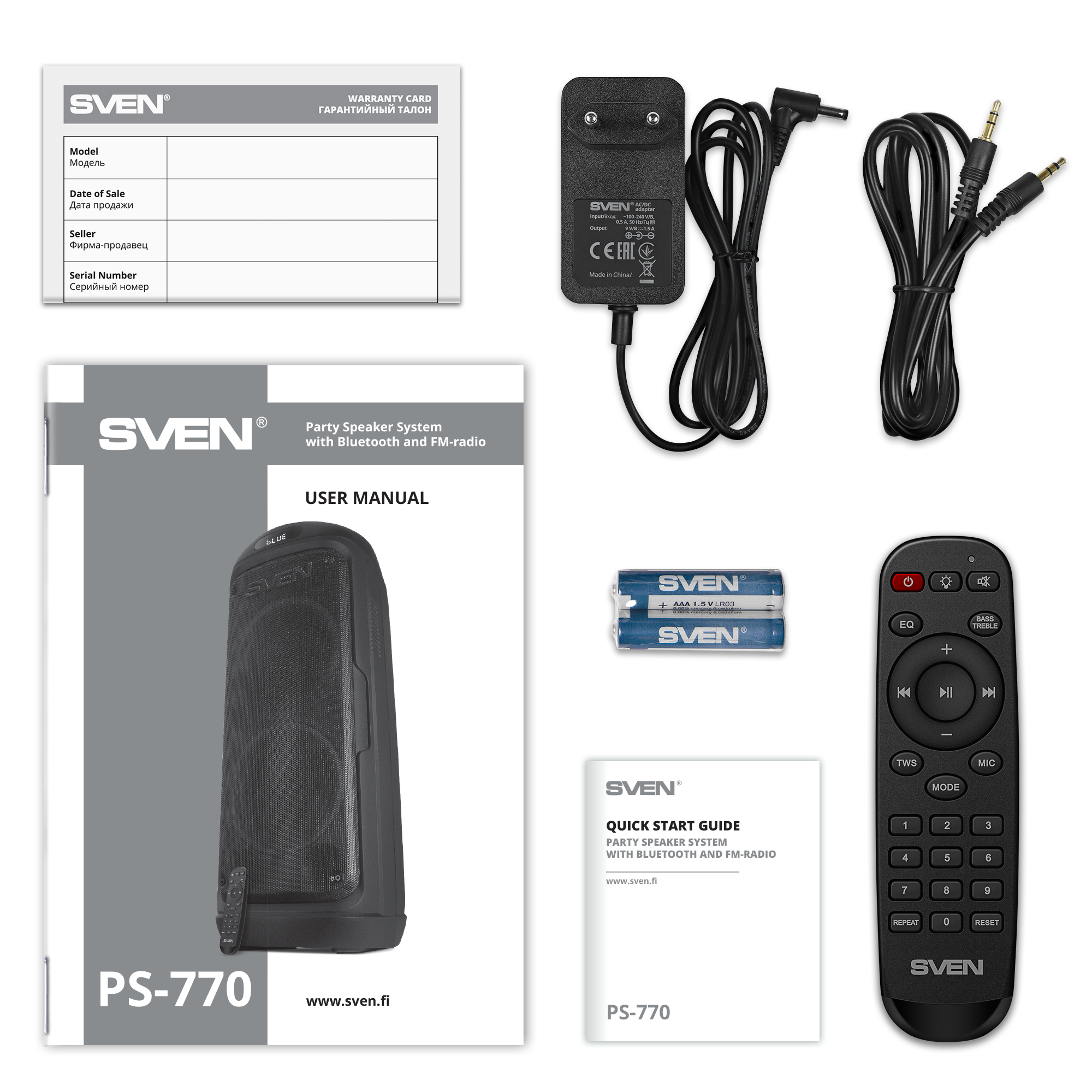 Система акустическая Sven PS-770 TWS/Bluetooth/подсветка/караоке/FM 100 Вт Black (770) - фото 10