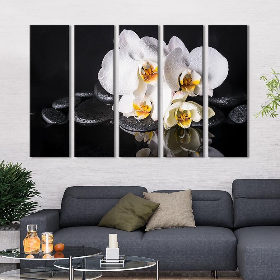 Картина модульная из 5 частей Утонченные белые орхидеи 132x80 см (68-51)