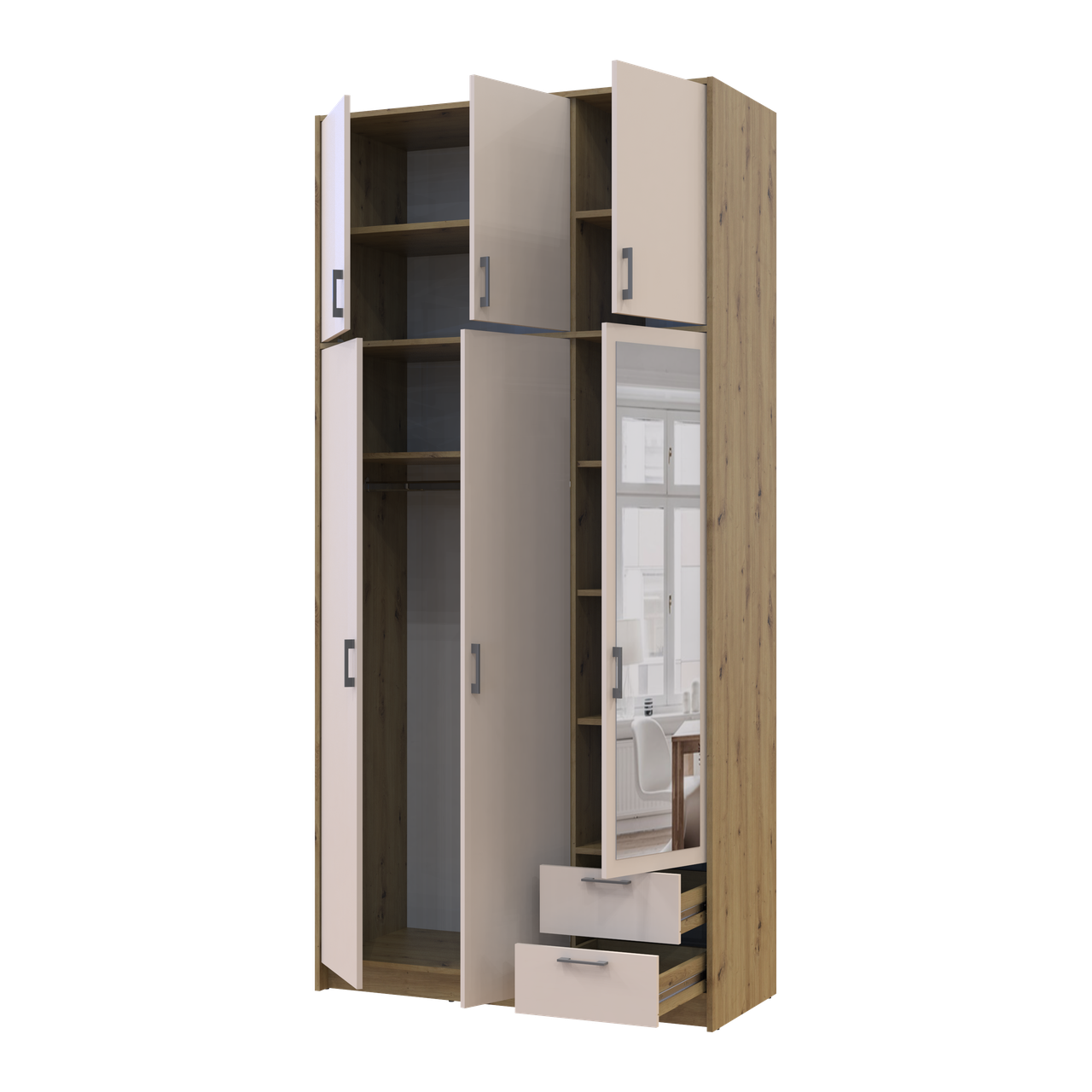 Антресоль висока Doros Ронді 3 ДСП 121х52х65 см Дуб Артізан/Кашемір (41516183) - фото 8 Антресоль висока Doros Ронді 3 ДСП 121х52х65 см Дуб Артізан/Кашемір (41516183) - фото 8