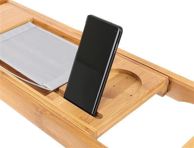 Полка на ванную раздвижная Ruhhy бамбуковая накладка на ванну (9710) - фото 3