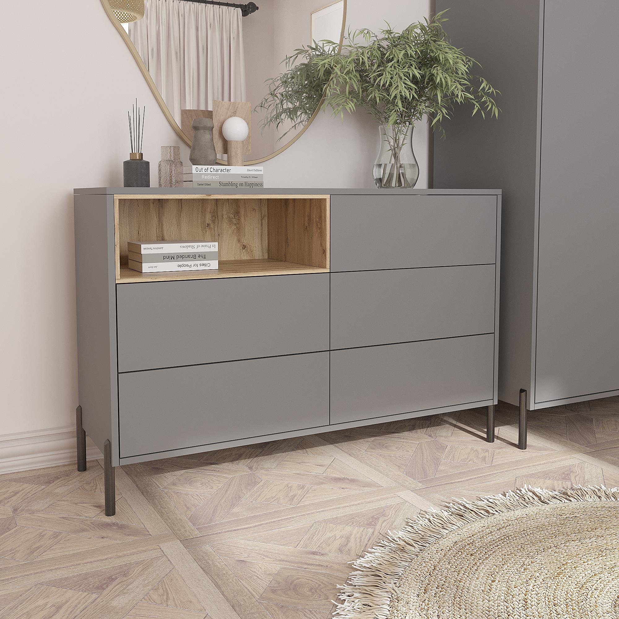 Комод Норді на ножках КМ-2 Норді 800х1200х400 мм Антрацит/Дуб Тахо