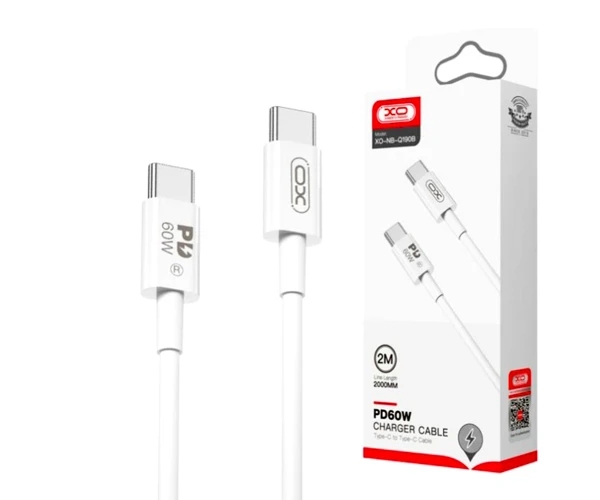 Кабель дата Xo NB-Q190B Type-C-Type-C PD 60W 2 м White - фото 2 Кабель дата Xo NB-Q190B Type-C-Type-C PD 60W 2 м White - фото 2