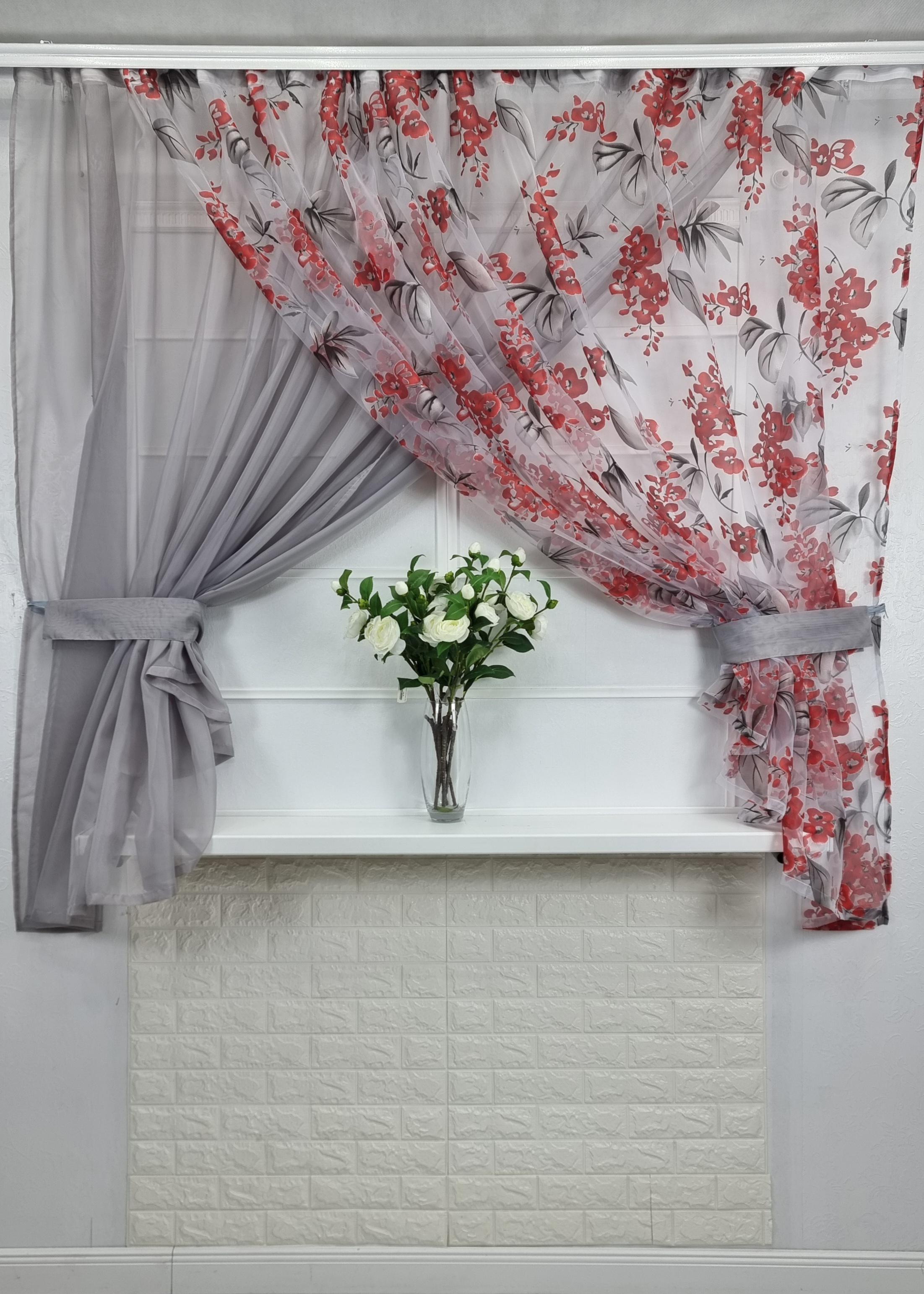 Шторы кухонные Барбарис Серый (100981)