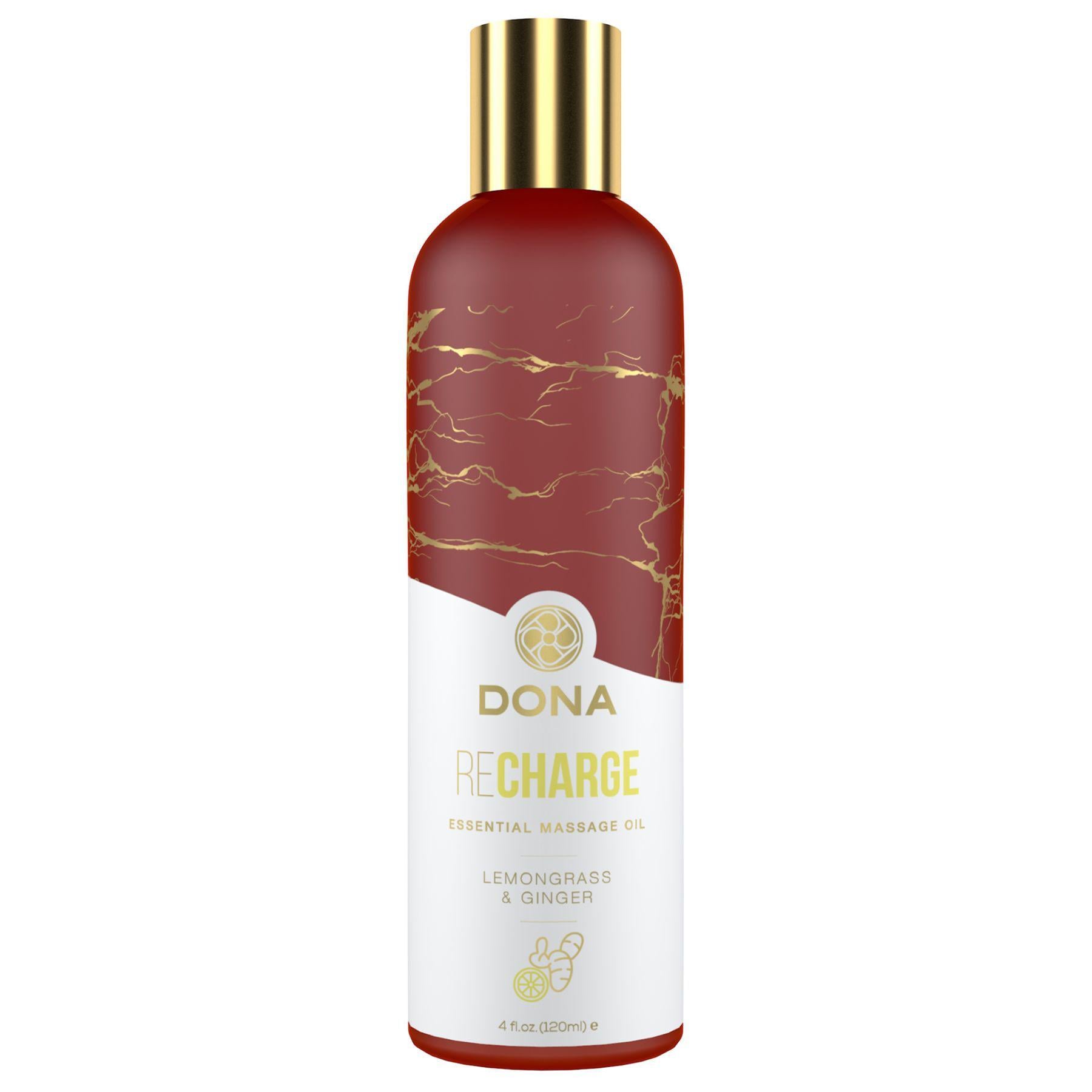 Натуральное массажное масло DONA Recharge Lemongrass & Ginger с эфирными маслами 120 мл