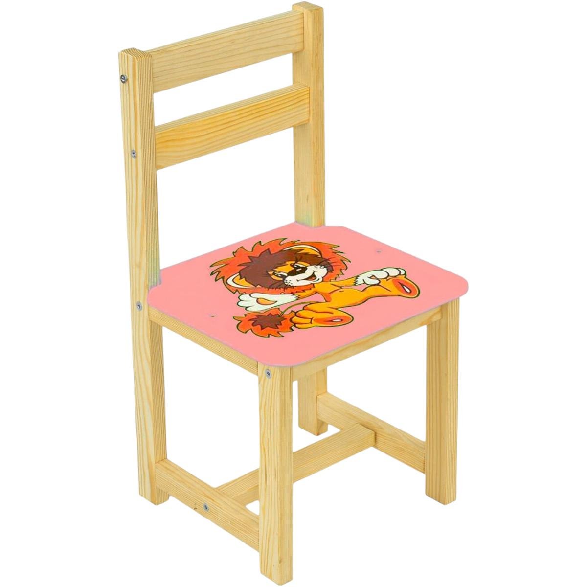 Стул деревянный детский Мася Лев 54 см Розовый (4034)