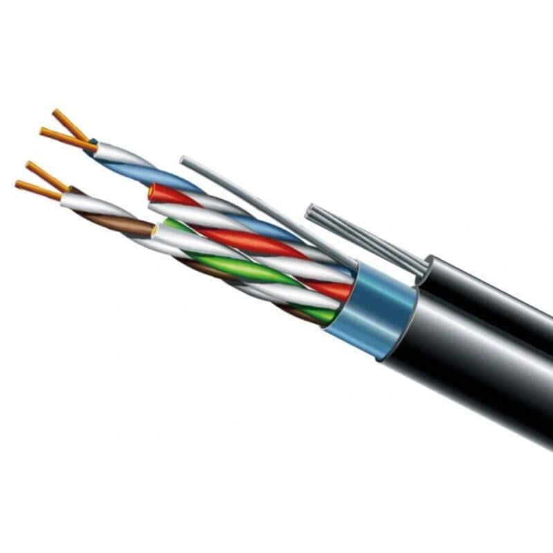 Кабель витая пара ЗЗЦ м PE 4х2х0,5 24 AWG + S.M. cat.5e FTP медный наружный с несущим тросом 500 м