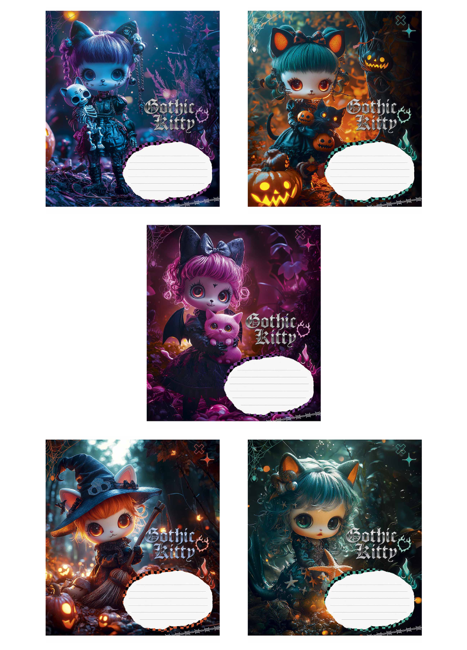 Тетради ученические Школьник Gothic cats в клетку 18 л. 5 шт. (3531 4820006472429)