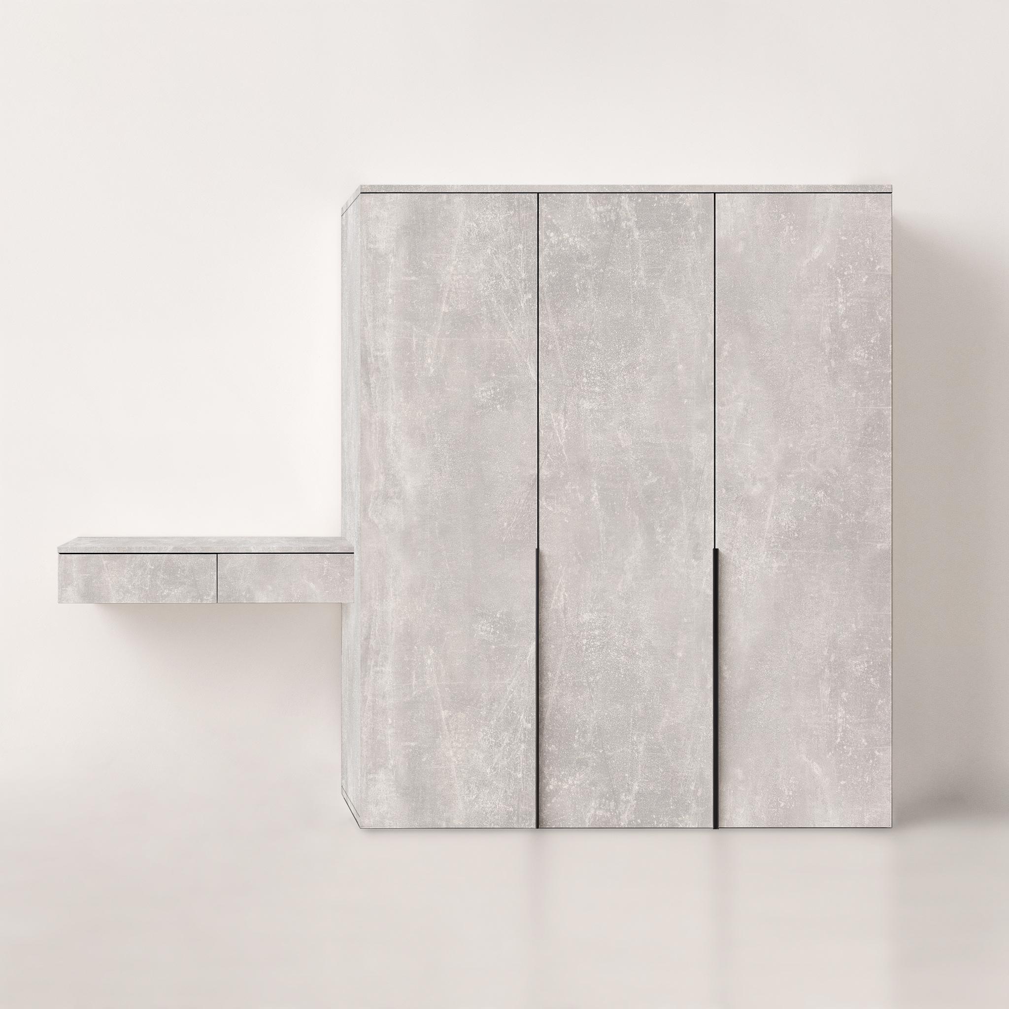 Комплект мебели Moris шкаф с полками и штангой и туалетный стол 2800x520х2200 мм Бетон - фото 3