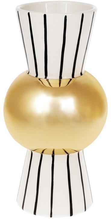 Ваза керамическая Kamarin 24 см Черные полосы/Золото (BD-733-331)