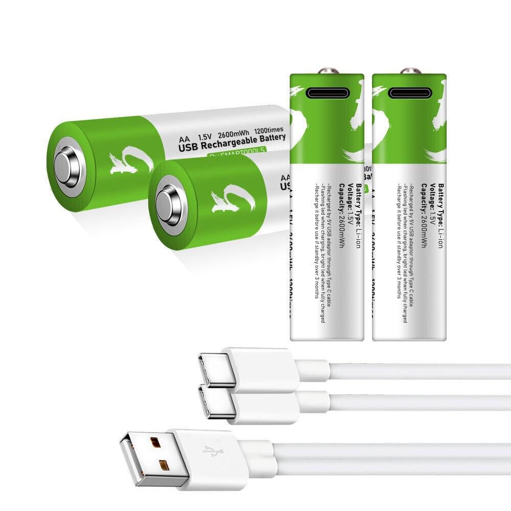 Батареї акумуляторні АА Smartoools 1733 mah 1,5V з зарядкою Type-C 4 шт. Зелений (2354)