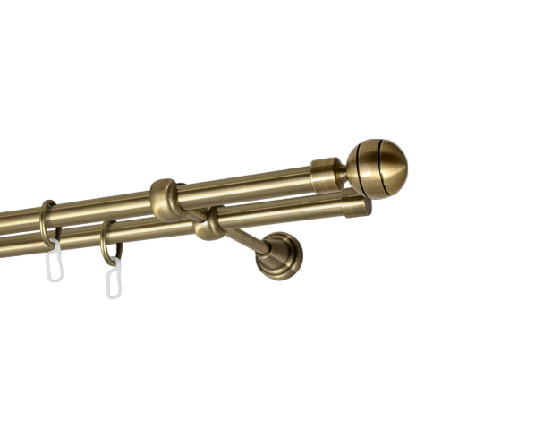 Карниз MStyle Паоло металлический двухрядный труба 16/16 мм 300 см Антик (J010009)