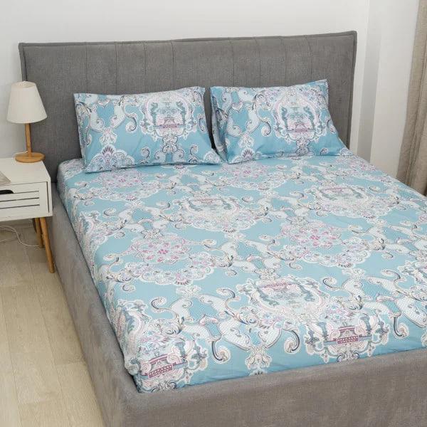 Простынь на резинке Viluta Восточные мотивы сатин люкс 180x200x25 см с 2 наволочками 50х70 см (1184)