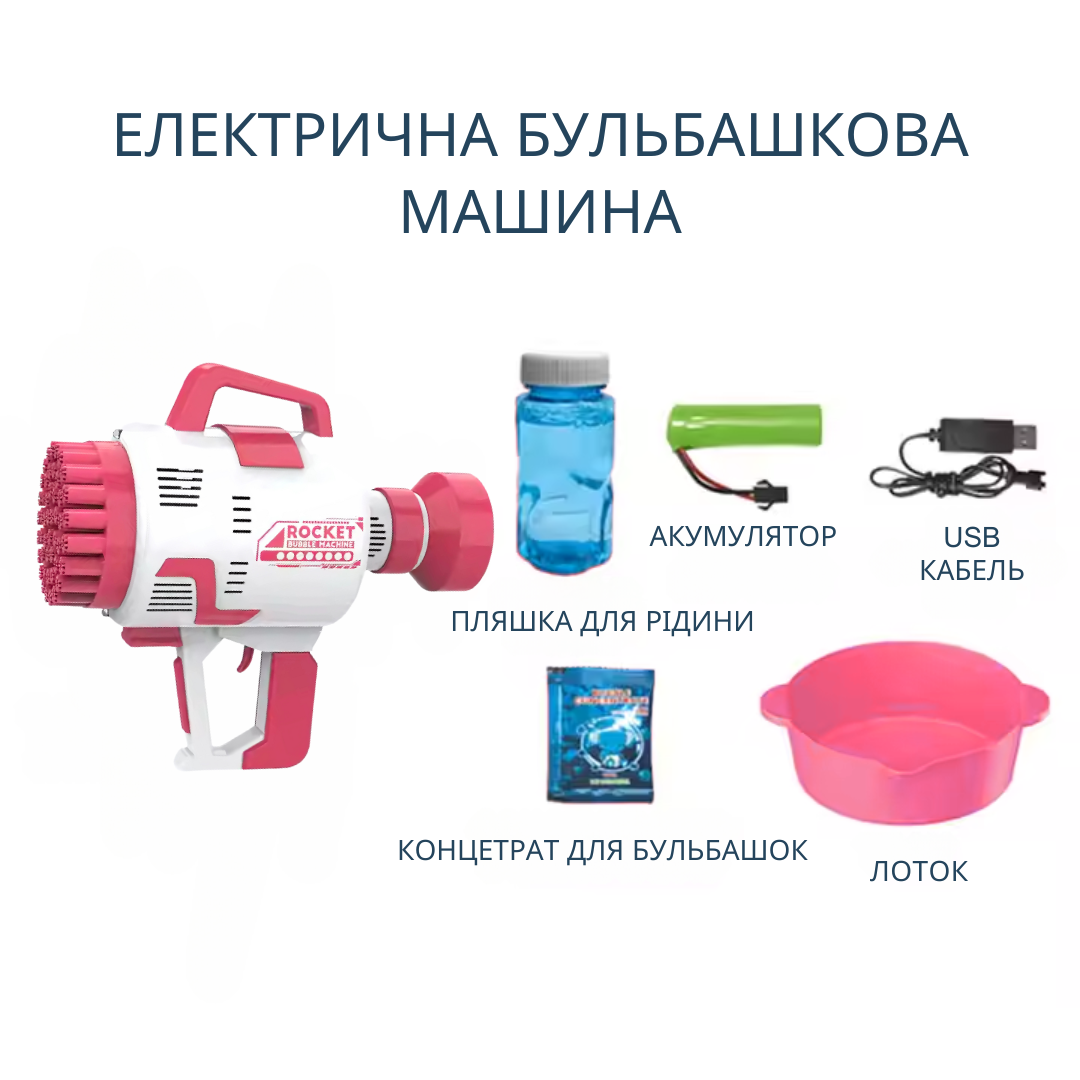 Генератор мильних бульбашок на акумуляторі для дітей Рожевий - фото 2 Генератор мильних бульбашок на акумуляторі для дітей Рожевий - фото 2