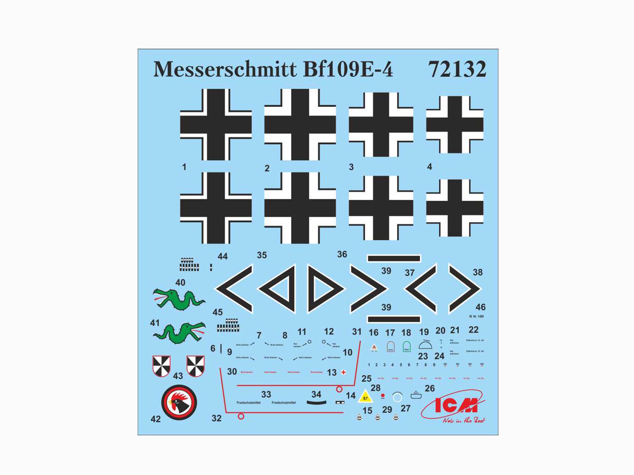 Збірна модель ICM Мессершміт Bf 109 E-4 німецький винищувач 2 Світової війни (72132) - фото 5