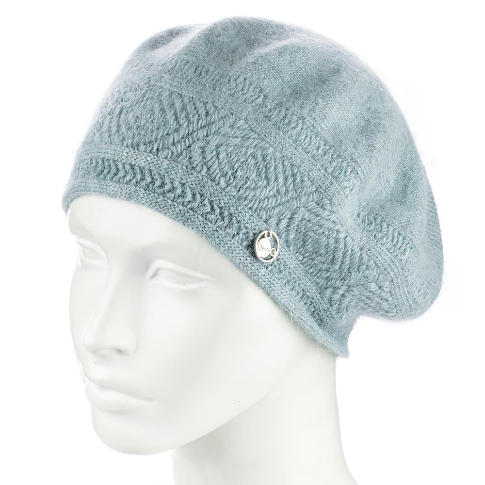 Берет женский ангоровый двойной Atrics WH912 с узором Мятный