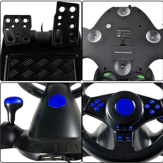 Игровой руль Vibration Steering Wheel 3в1 с педалями и коробкой передач (94095543) - фото 9