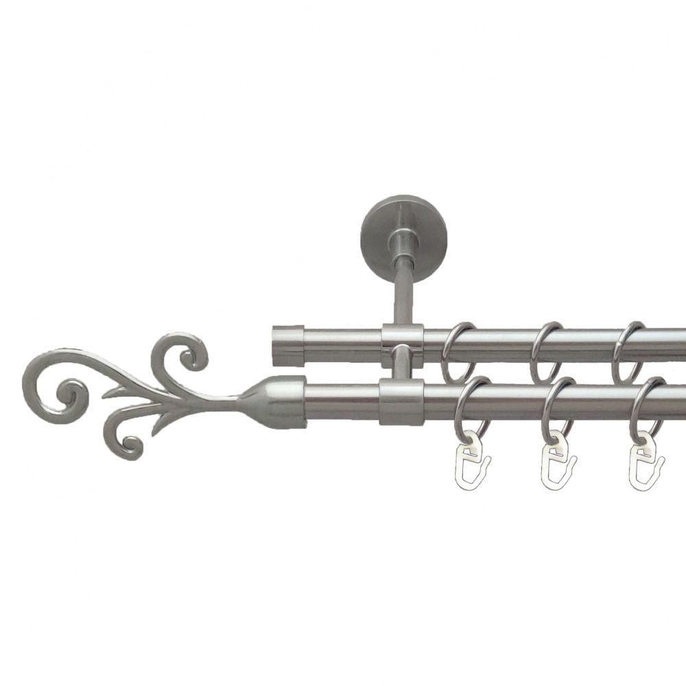 Карниз для штор Orvit Фала двухрядная гладкая 300 см Нержавеющая сталь (5503246)