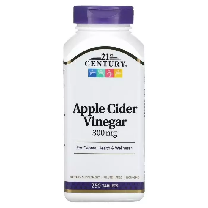 Яблучний оцет 21st Century Apple Cider Vinegar 300 мг 250 таблеток (CEN22848)