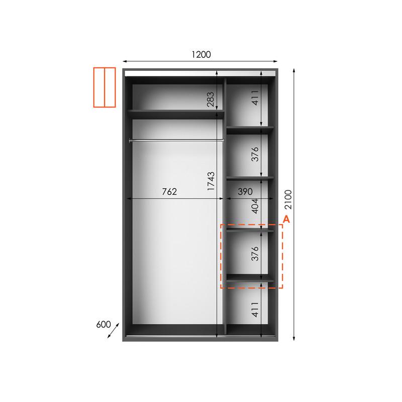 Шафа-купе Idea серія 5 120х60х210 см Антрацит (1424) - фото 2