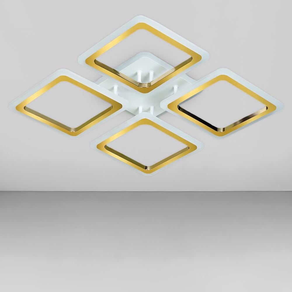 Люстра потолочная Led Light House SC-18692/4B WH/FG/RGB 104W/10W 2,4G 496х496х80 мм Белый/Золотой