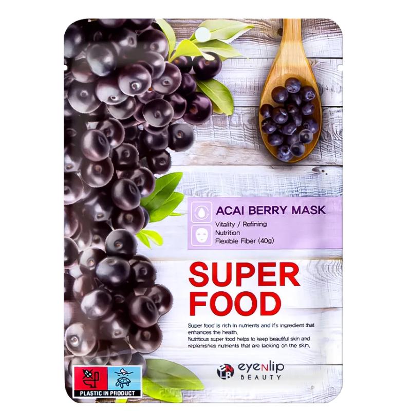 Тканевая маска для лица Eyenlip Super Food Acai Berry Mask с ягодами асаи 23 мл (8809555253211) - фото 1