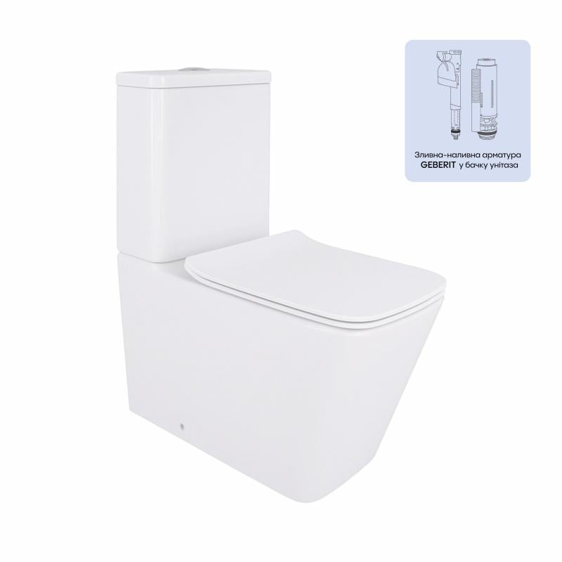 Унитаз-компакт Qtap Crow без ободка с сиденьем Soft-close (QT05222170W) Унитаз-компакт Qtap Crow без ободка с сиденьем Soft-close (QT05222170W)