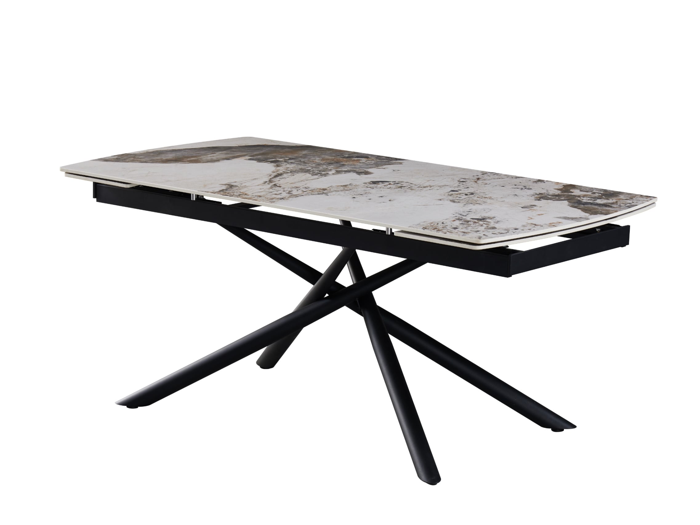 Обеденный стол раскладной Vetro Mebel TML-1200 Пено из металла и керамики 90х180/60 см Черный/Патагония (TML-1200-pino-patagonia/black)