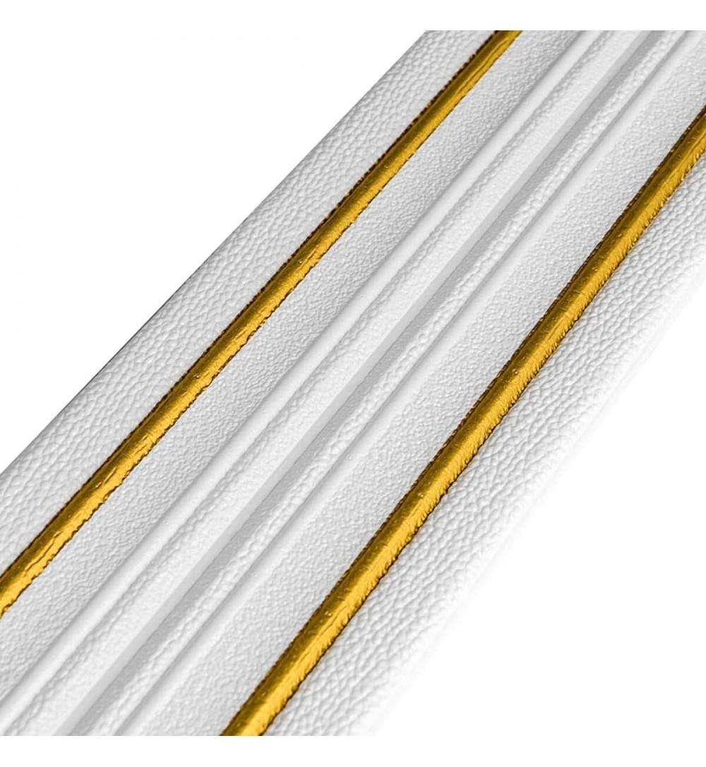 Плинтус РР самоклеящийся 2300х140х4 мм Белый с золотой полоской (1812)