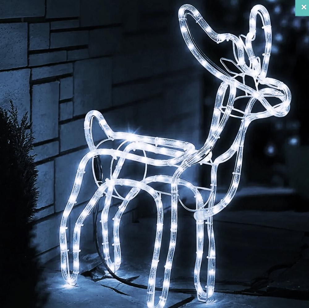 Декоративна світлодіодна фігура "Новорічний олень" висота 95 см 220 В з поворотом голови Білий - фото 7