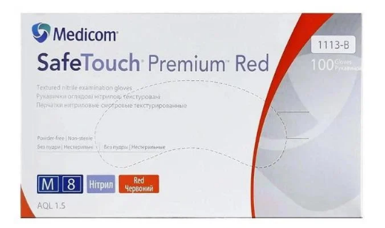 Перчатки осмотровые SafeTouch Premium нитриловые/текстурированные/без пудры/нестерильные M 100 шт. Red (32464181)