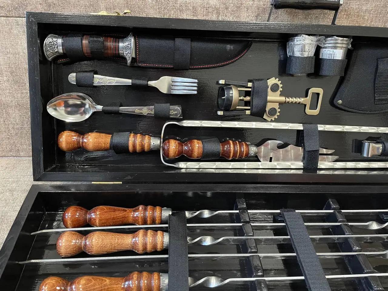 Набір шампурів Профі №30-1 у кейсі (10644723) - фото 4 Набір шампурів Профі №30-1 у кейсі (10644723) - фото 4