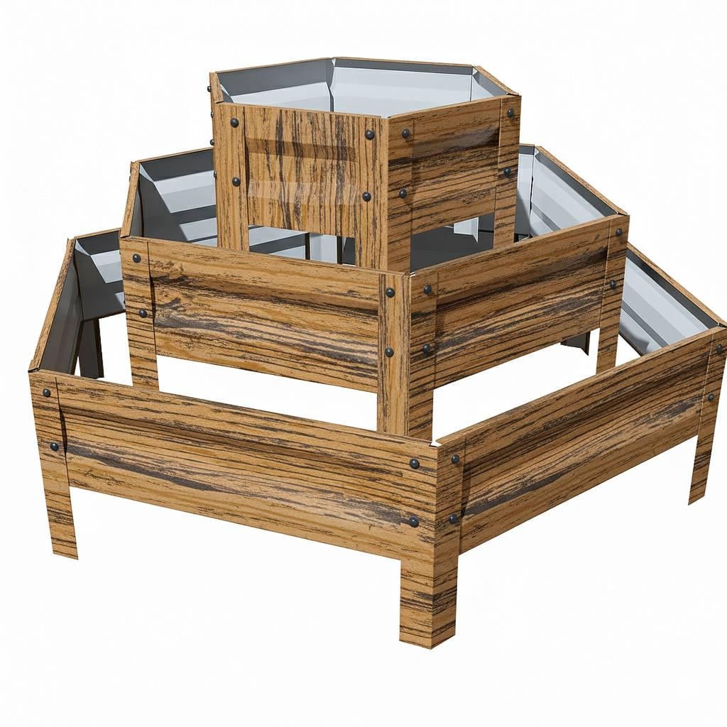 Клумба для квітів SIMBUD Карпатьська гірка багатоярусна 0,45 мм 60x140 cм 60x140 cм Світле дерево