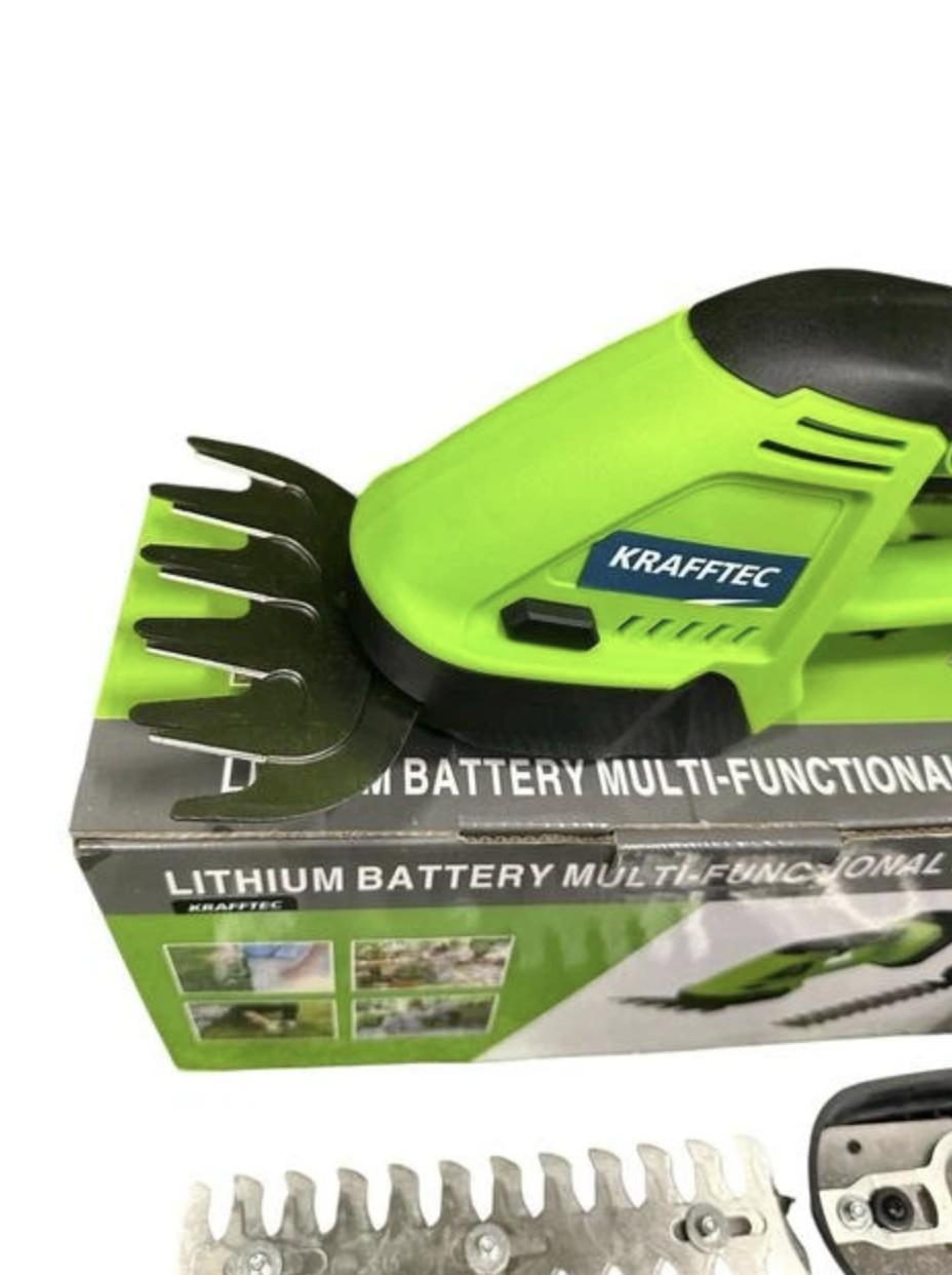 Кусторез-ножницы аккумуляторные KRAFFTEC Germany 2в1 с двумя насадками Зеленый (30586956) - фото 3
