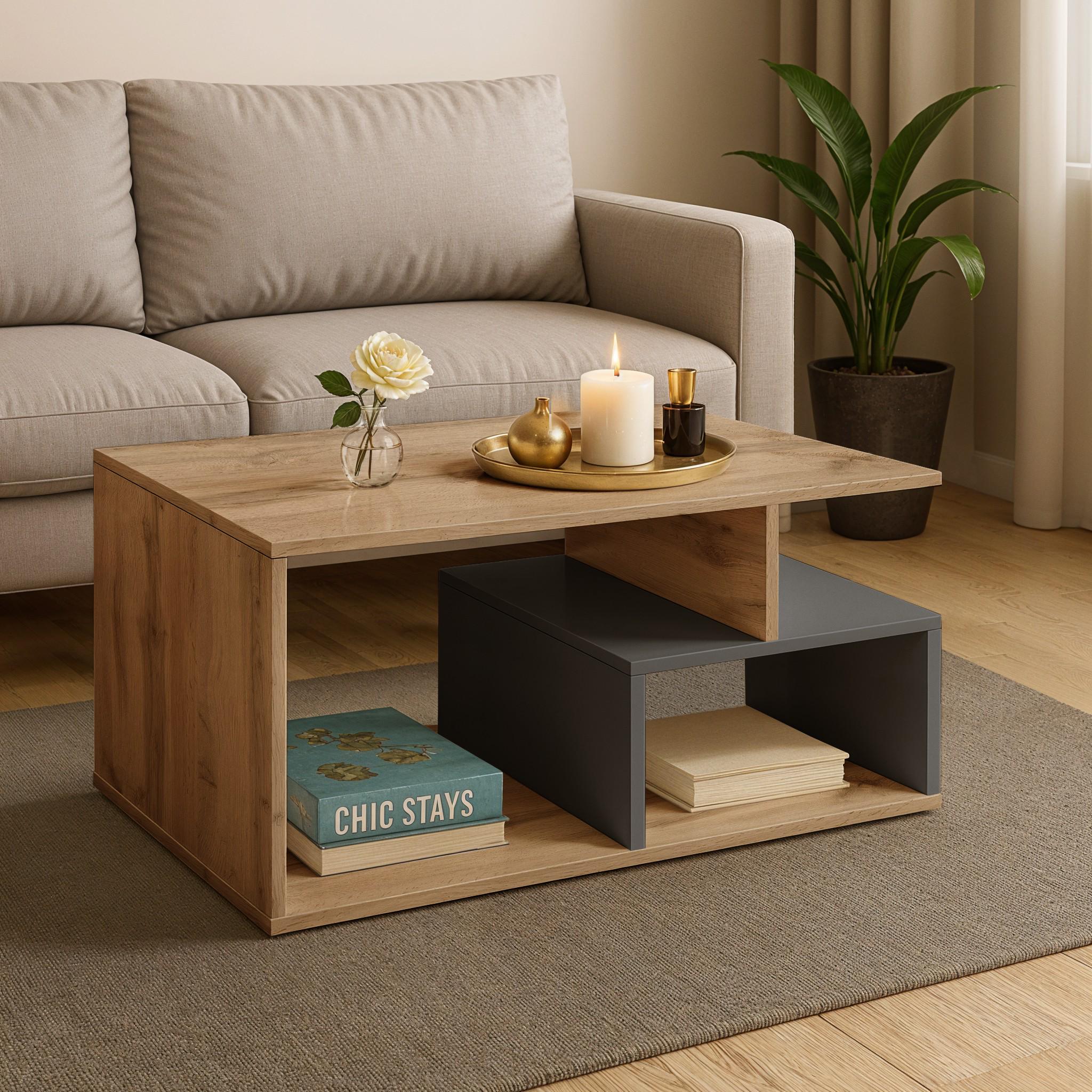 Журнальний стіл Kombo 900х500х500 мм Дуб Аппалачі/Антрацит