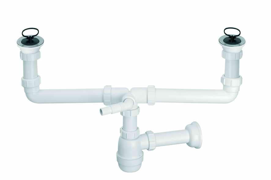 Сифон для кухонной мойки McAlpine двойной 2х6/4х50 мм (CDBAWW-P)