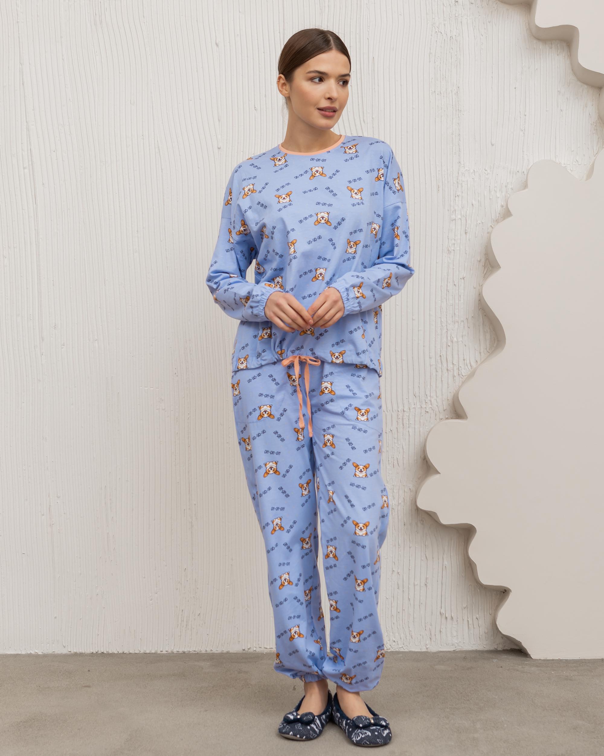 Пижама женская со штанами на завязках Корги 96814 L Лиловый