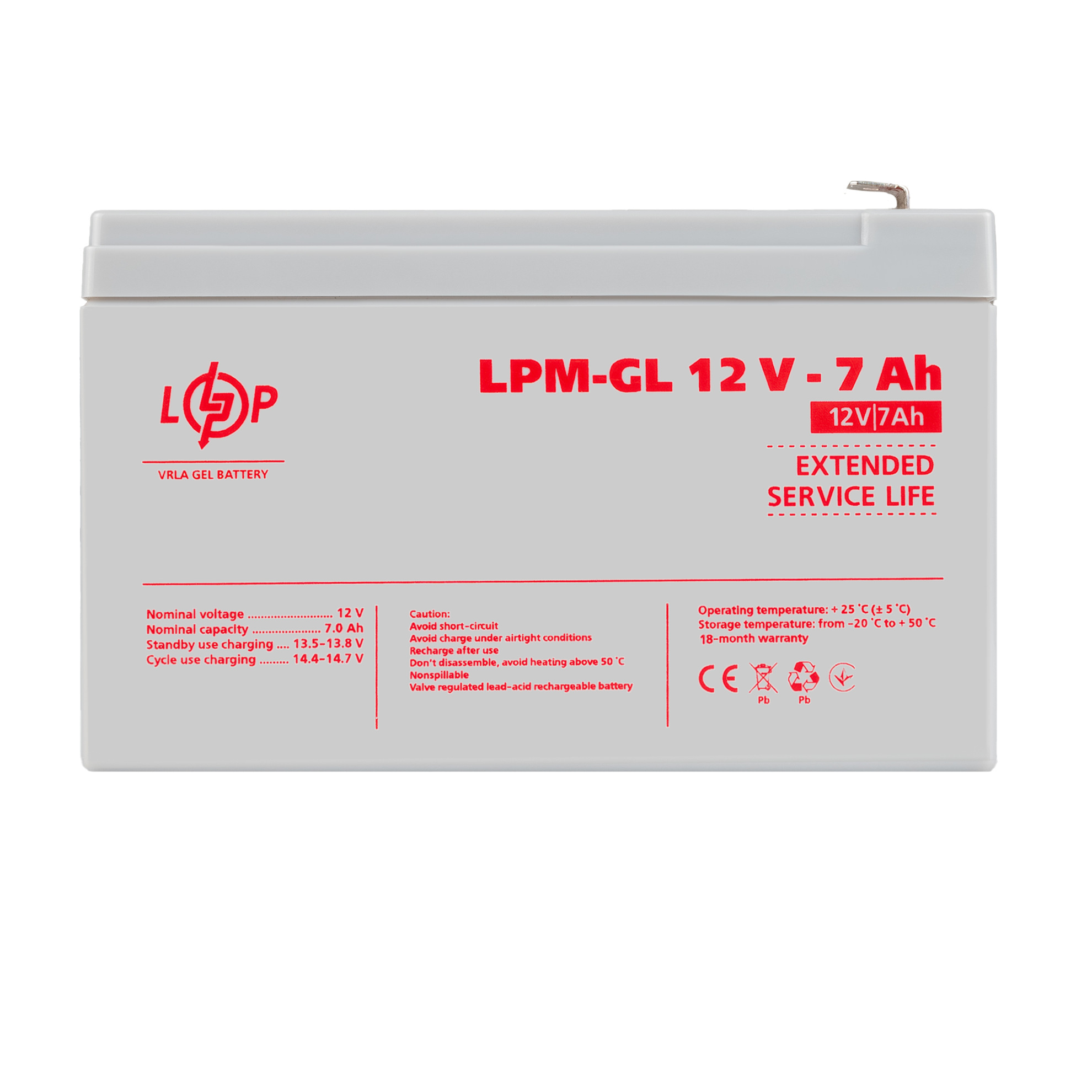 Аккумулятор гелевый LPM-GL 12V-7 Ah