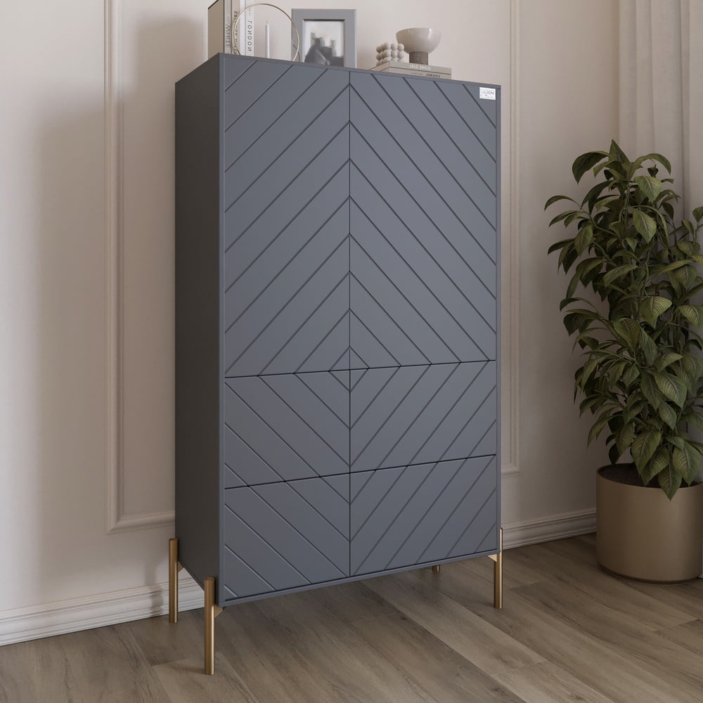 Комод-пенал Lion Амарант 84x40x150 см Антрацит/Графитовый (LION-042213)